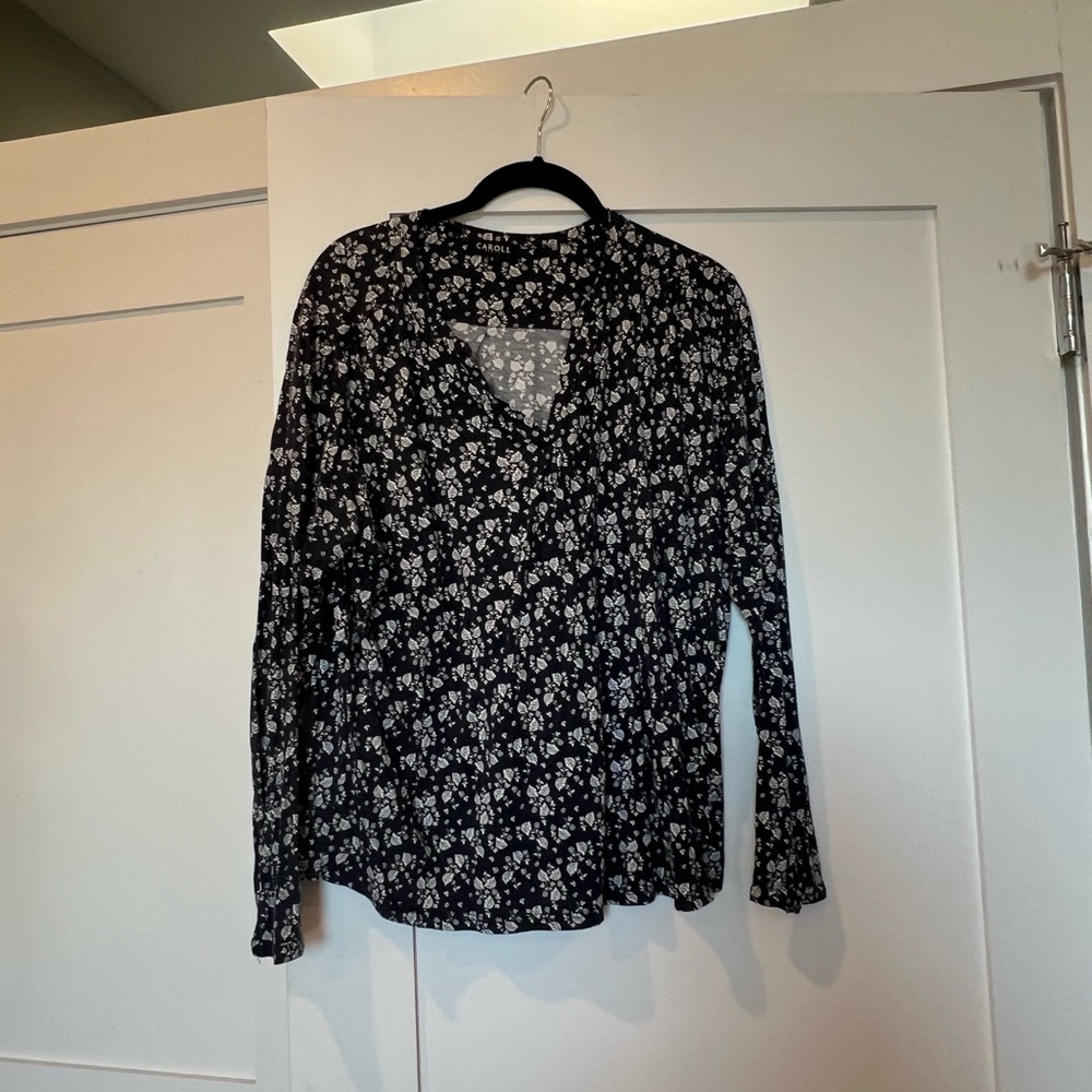 Floral Navy and White Women's Top